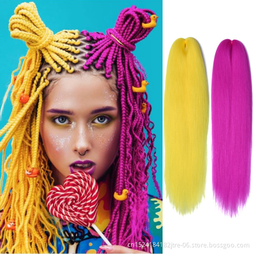 Japanese Kaneka Fiber Easy Braid Pre Stretched Braiding Hair Synthetic Yaki Bulk Pre-Stretched Jumbo Braids